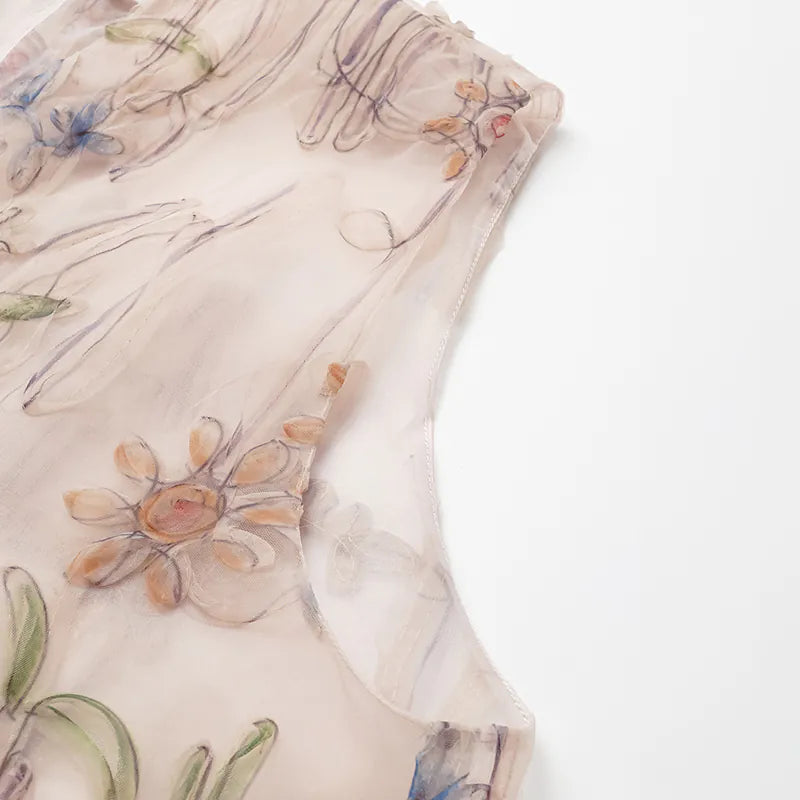 "Gallery Hours" Italian 3D painted lace vest 