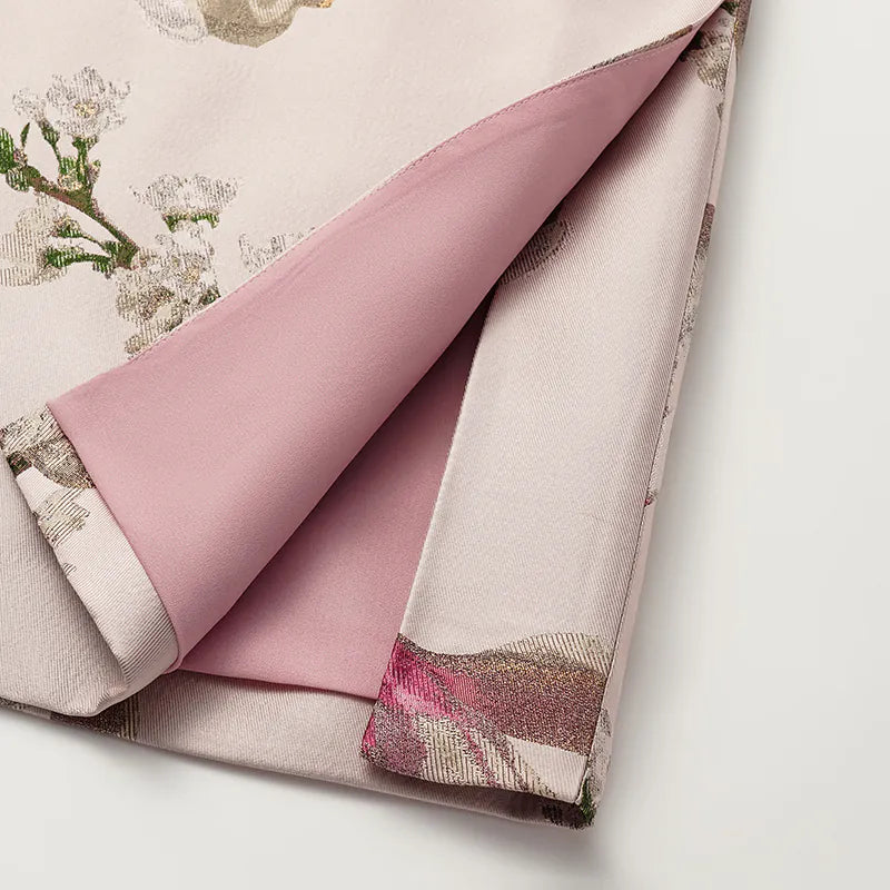 "Imperial Garden Teatime" Italian jacquard fabric patchwork vest long vest - Magnolia 