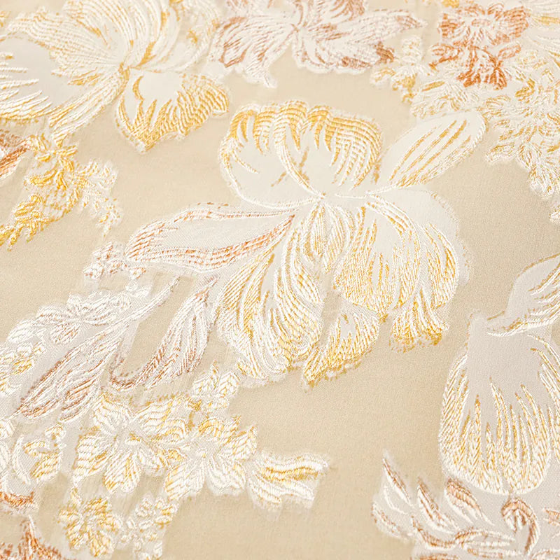 "Imperial Garden Teatime" 真絲織錦繡花中式背心—鵝黃