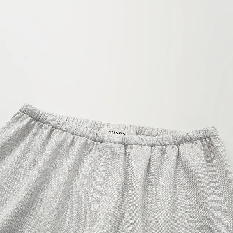 “Easy Go Chic” 醋酸針織面料直腿褲 — 銀白