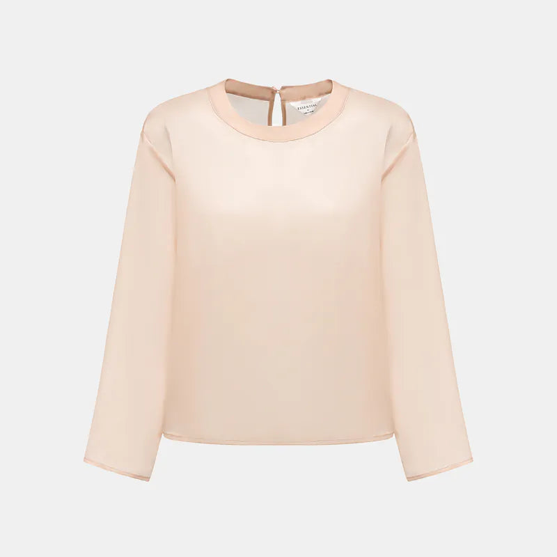 'Easy-Go Chic' silk organza oversized top — Nude 