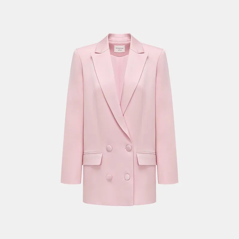 "British Elegance" Oversized Suit Jacket - Cherry Blossom Pink