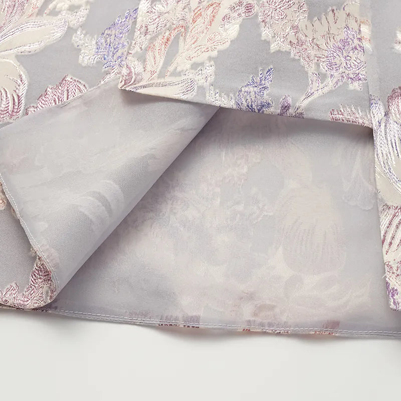 "Imperial Garden Teatime" Silk Brocade Embroidered Chinese Vest - Lilac 