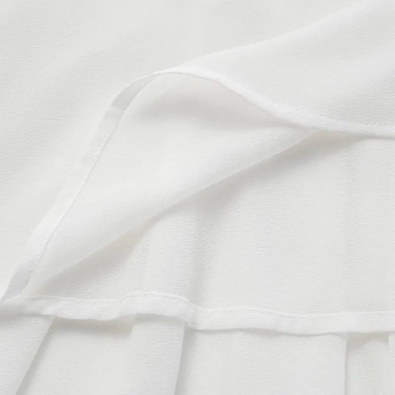 “Easy-Go Chic”  雪紡超大百褶不規則裙 — 白