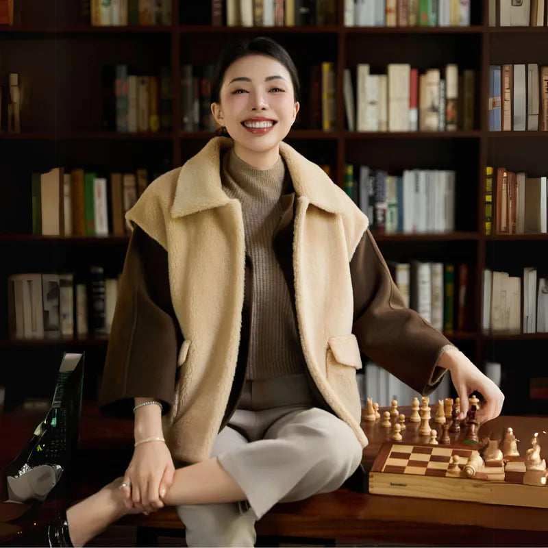 Autumn Diary Silk Cashmere Turtleneck Tunic—Earl Grey 