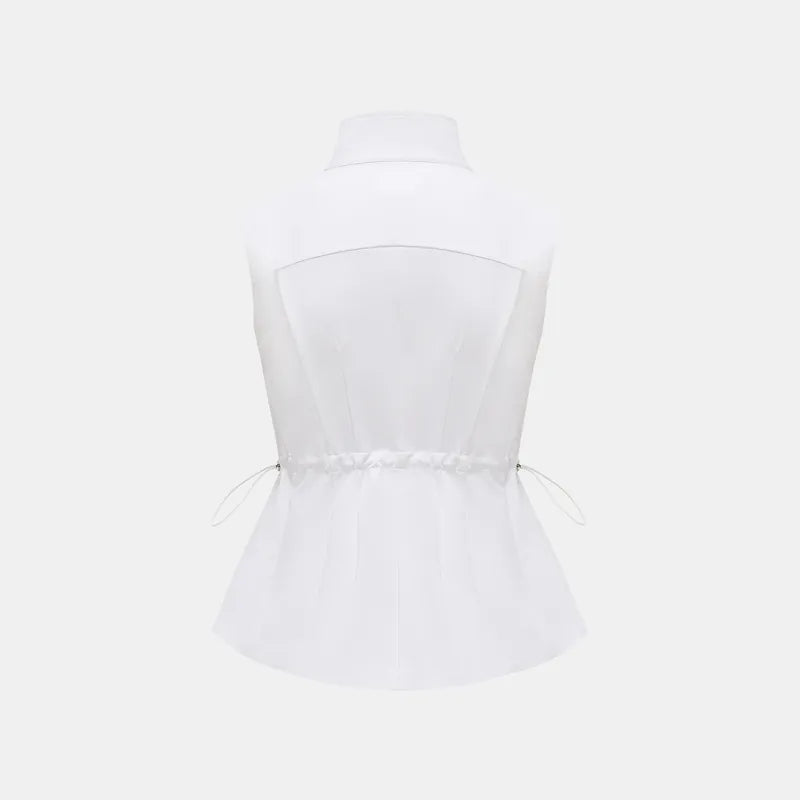 Essential Golf Collection High-Tech Sun Protection (UV 50+) Fabric Zipper Waist Vest - White 