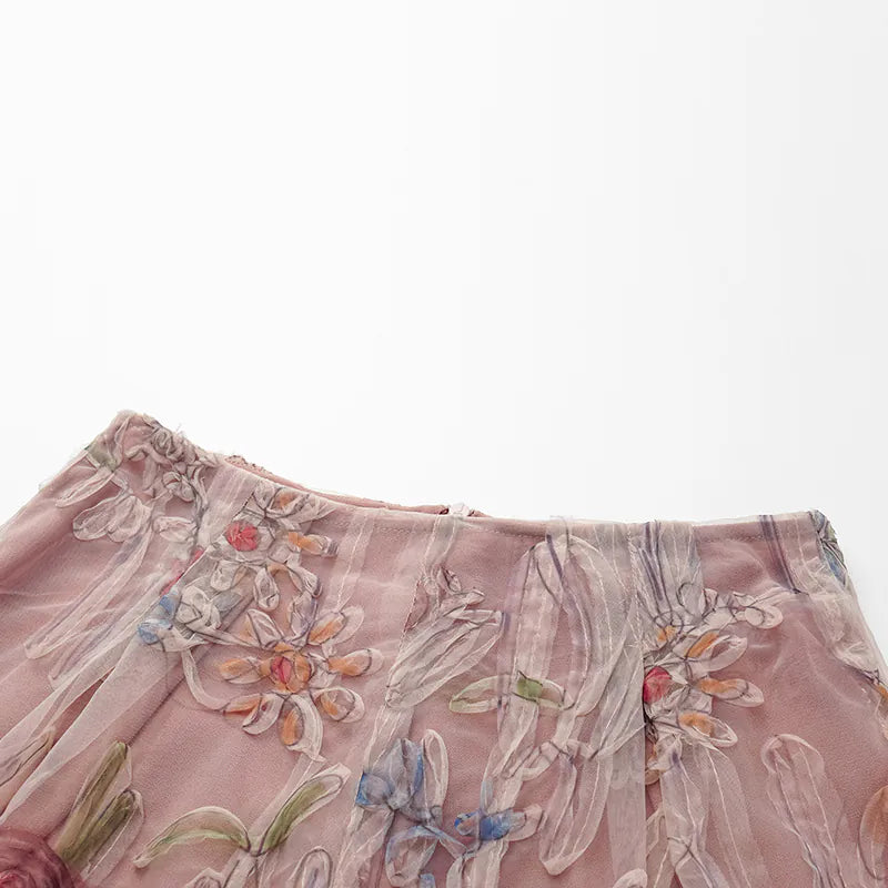 "Gallery Hours" Italian 3D painted lace shorts 