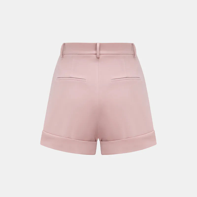 “英式優雅” 壓線西裝短褲— 乾燥玫瑰粉