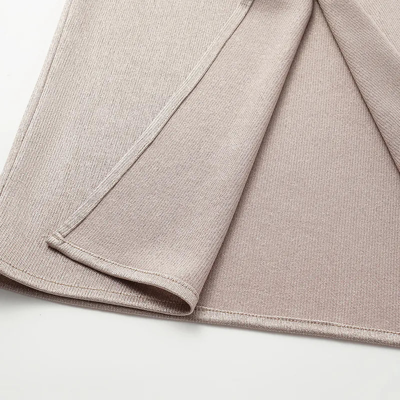 “Easy Go Chic” 醋酸針織面料特殊剪裁鉛筆裙 — 咖啡