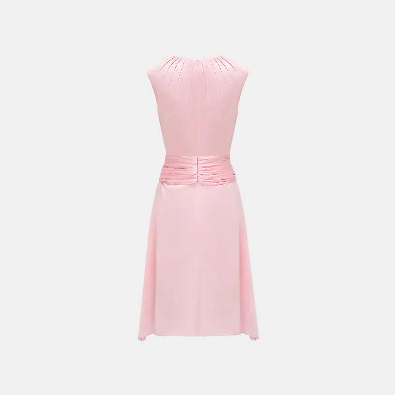 ”Date night elegance” 真絲不規則立體剪裁洋裝 —櫻花粉