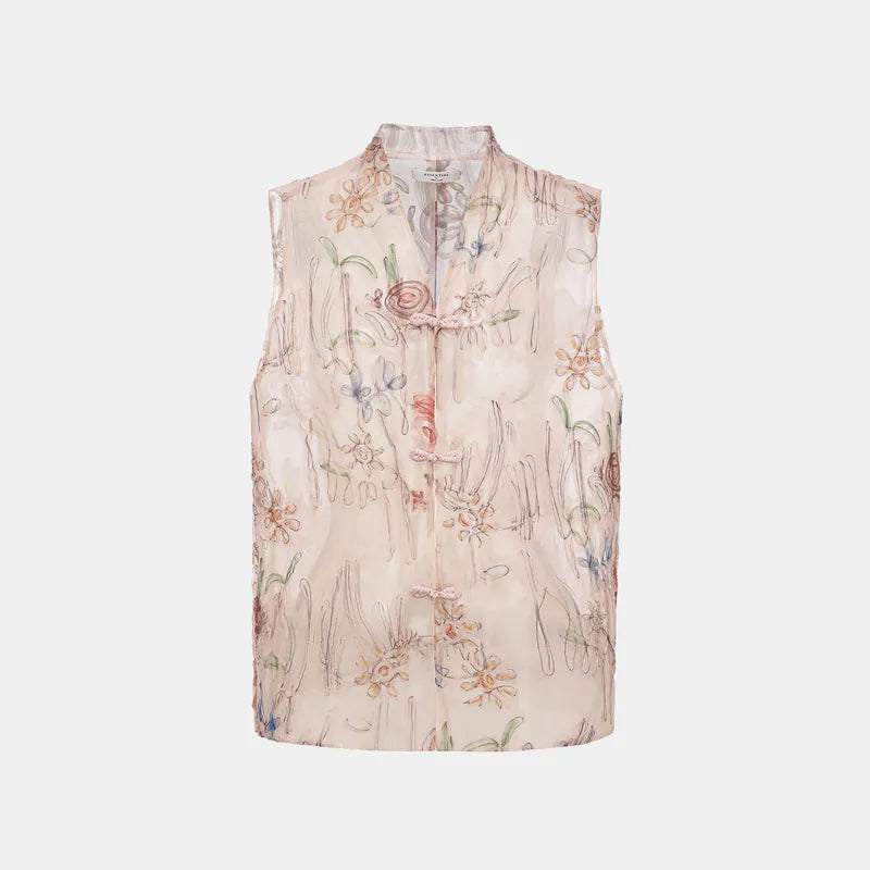 "Gallery Hours" Italian 3D painted lace vest 