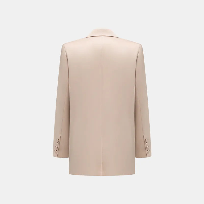“英式優雅” Oversized西裝外套— 裸色
