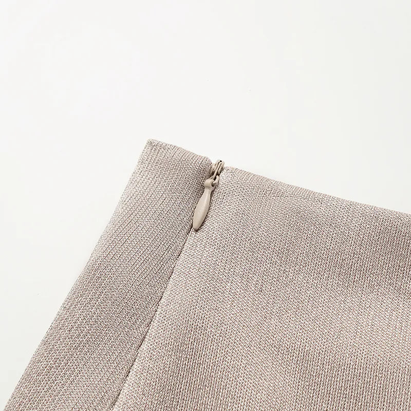 “Easy Go Chic” 醋酸針織面料特殊剪裁鉛筆裙 — 咖啡