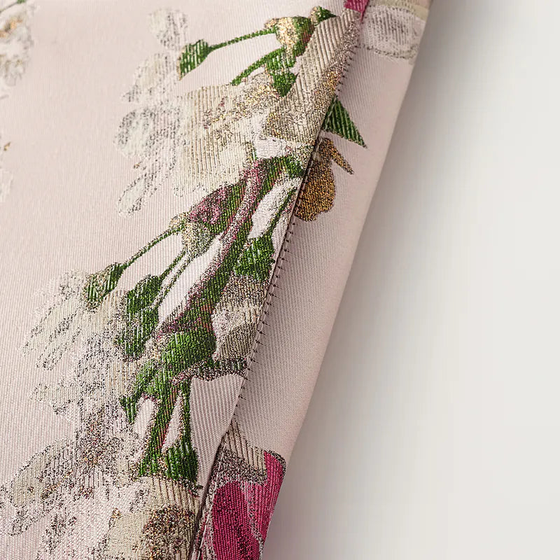 "Imperial Garden Teatime" Italian jacquard fabric patchwork vest short vest - Magnolia 