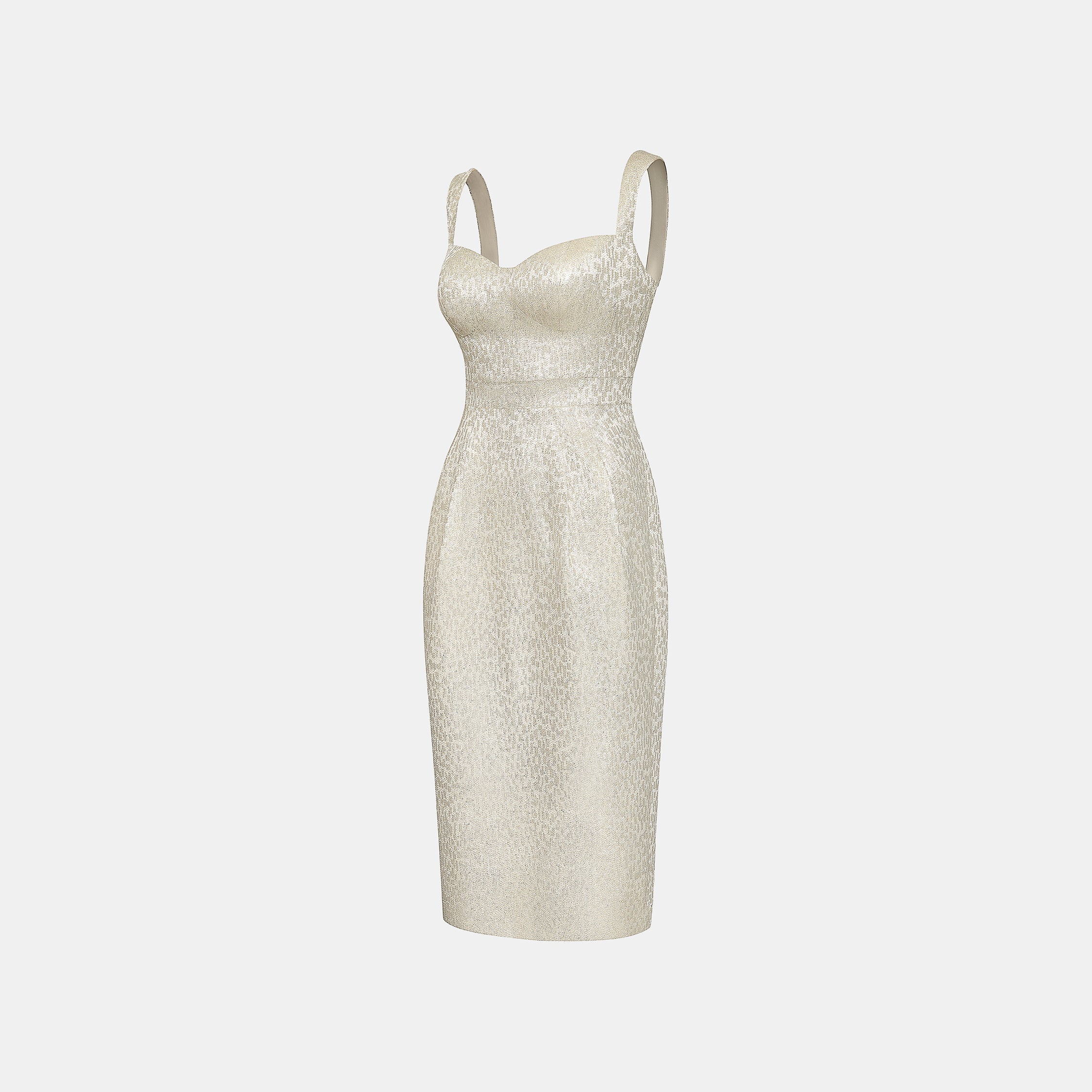 "Arcade of CherJoy Atelier."義大利特殊燦光織紋立體剪裁修身桃心領洋裝—Midnight Starlume月光華爾滋