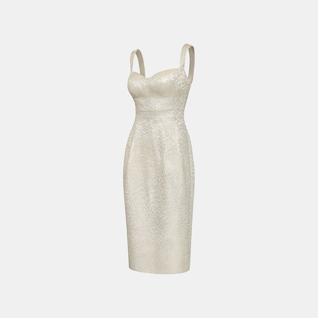 "Arcade of CherJoy Atelier."義大利特殊燦光織紋立體剪裁修身桃心領洋裝—Midnight Starlume月光華爾滋