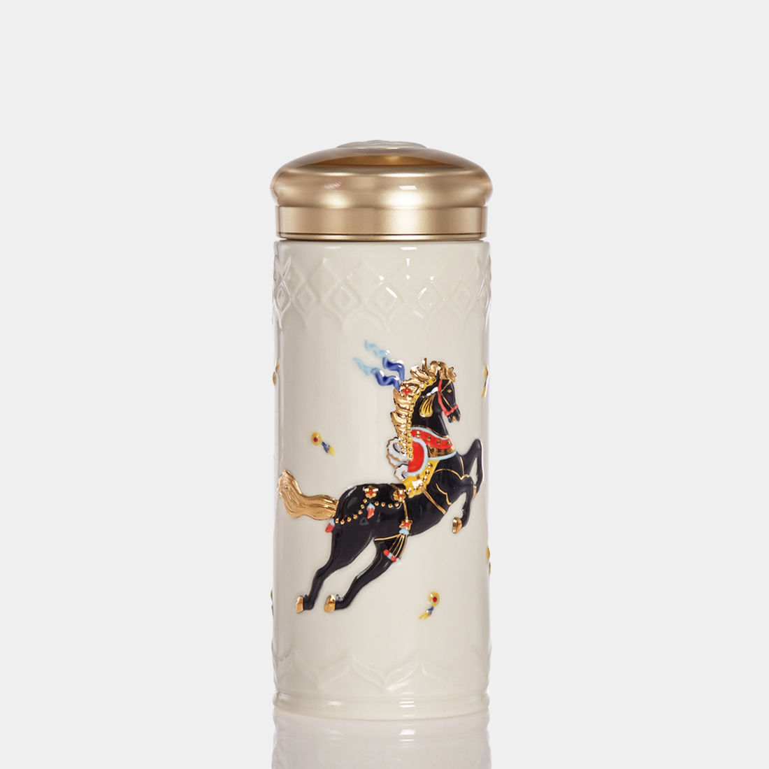 乾唐軒 皇家天馬隨身杯─透明白黑彩金