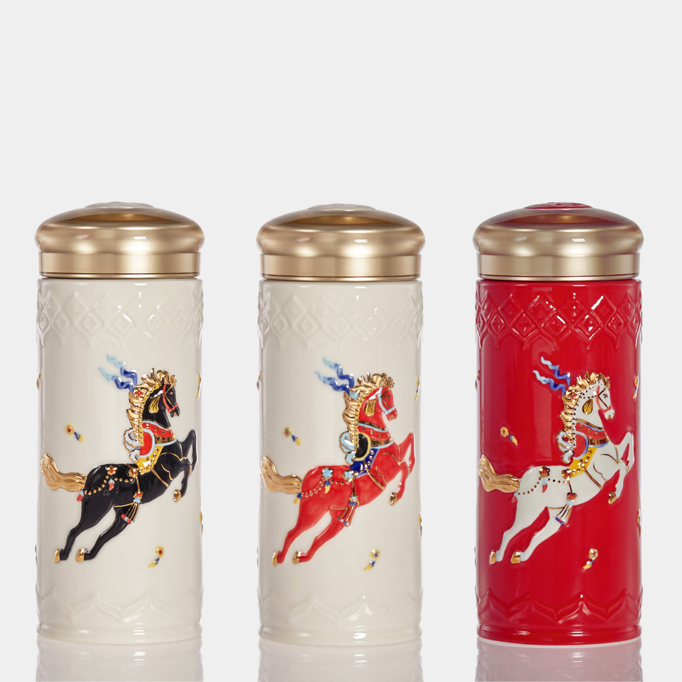 乾唐軒 皇家天馬隨身杯─透明白黑彩金
