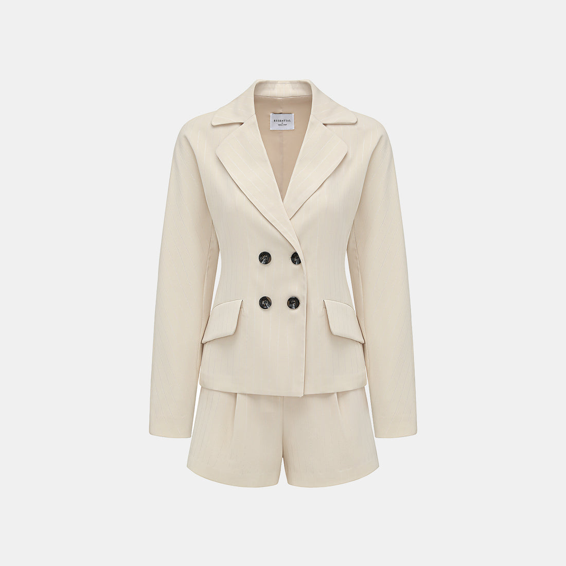 "Speak Sleek." 銀織工藝直條西裝短褲—Drifted Light自由掠影