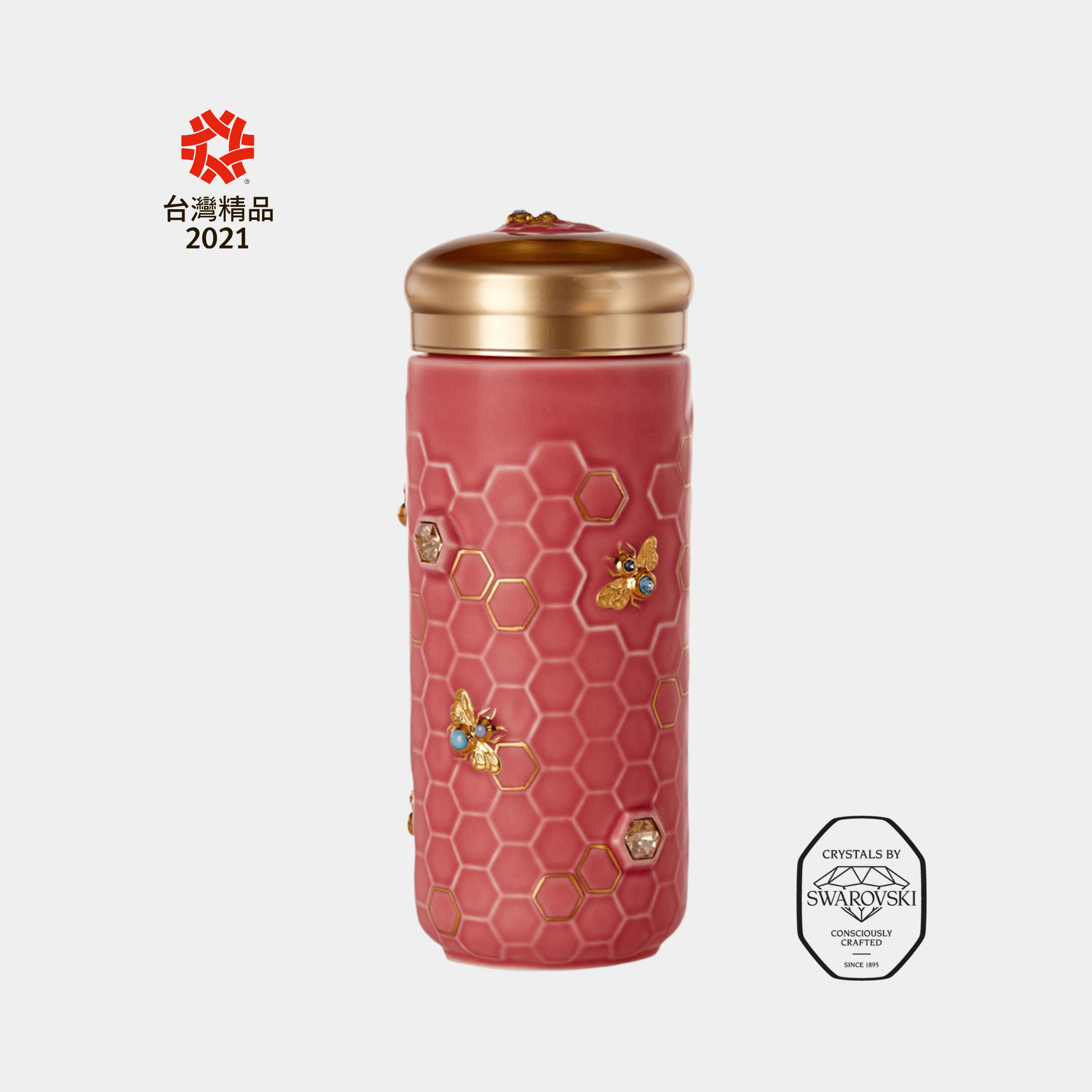 乾唐軒 吉星大豐收鎏金水晶隨身杯─ 無光粉紅金