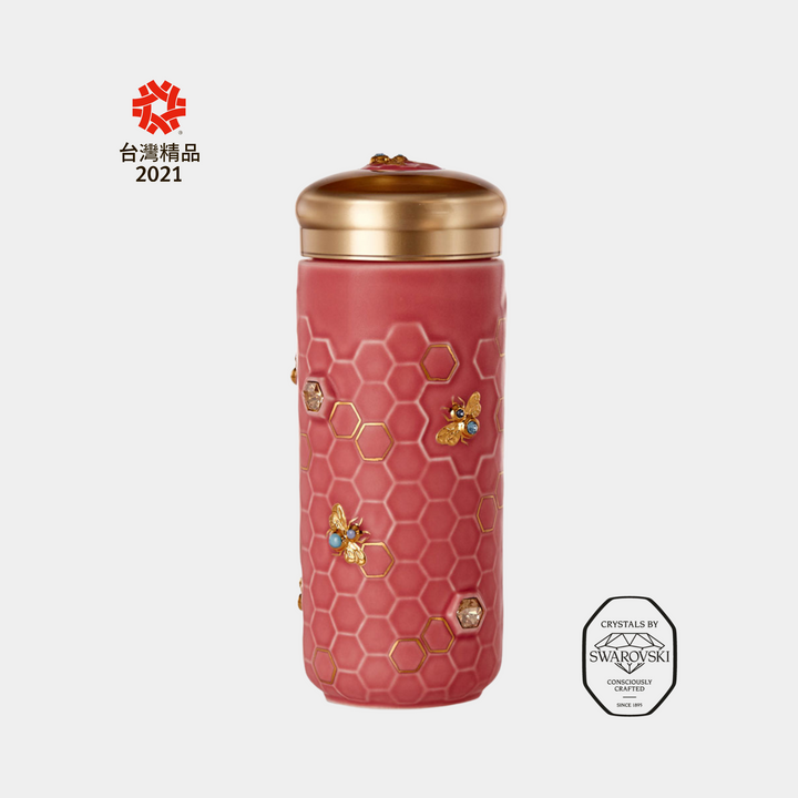 乾唐軒 吉星大豐收鎏金水晶隨身杯─ 無光粉紅金