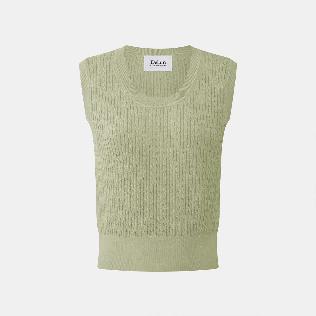 “Pure & Soft”100% 真絲細羅紋薄織背心 (Yarn by Loro Piana)—Sage Whisper鼠尾草語