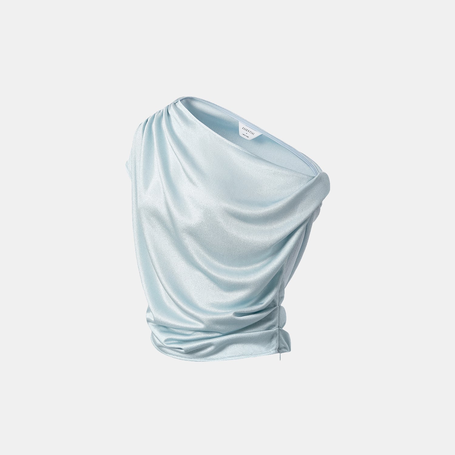 “Easy Go Chic” 醋酸針織面料特殊剪裁斜肩上衣 — 淺藍