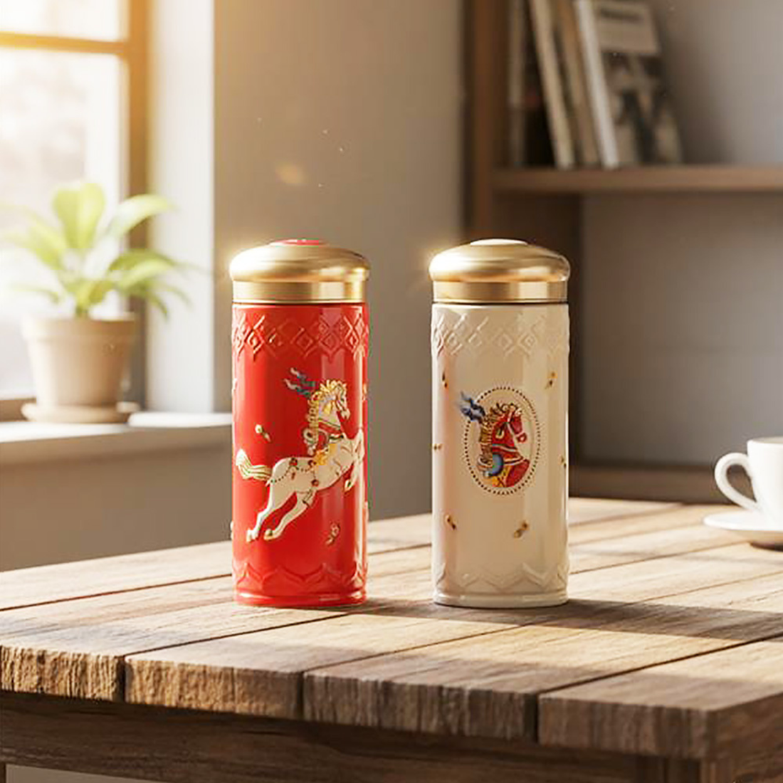 乾唐軒 皇家天馬隨身杯─透明白紅彩金