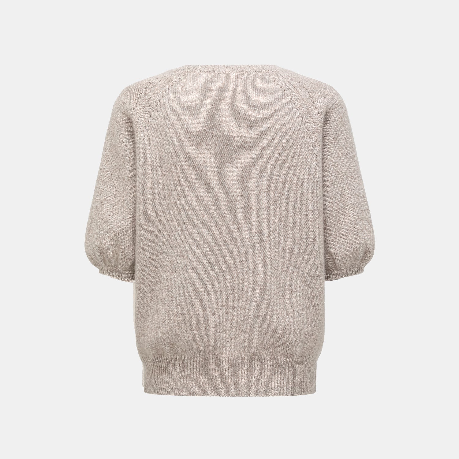 "Winter Diary" 100% Cashmere 粗針五分袖上衣—Taupe Swirl