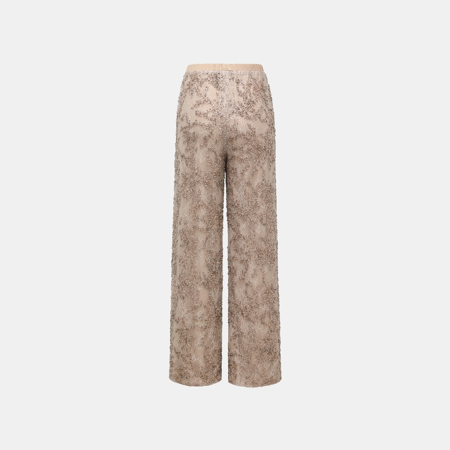 “茶宴” 奢華珠綉蕾絲輕國風闊腿長褲—Gold