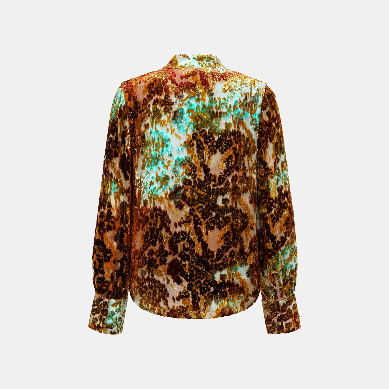 "Imperial Garden Teatime" Silk Velvet Chinese Style Shirt - Cuiyan 