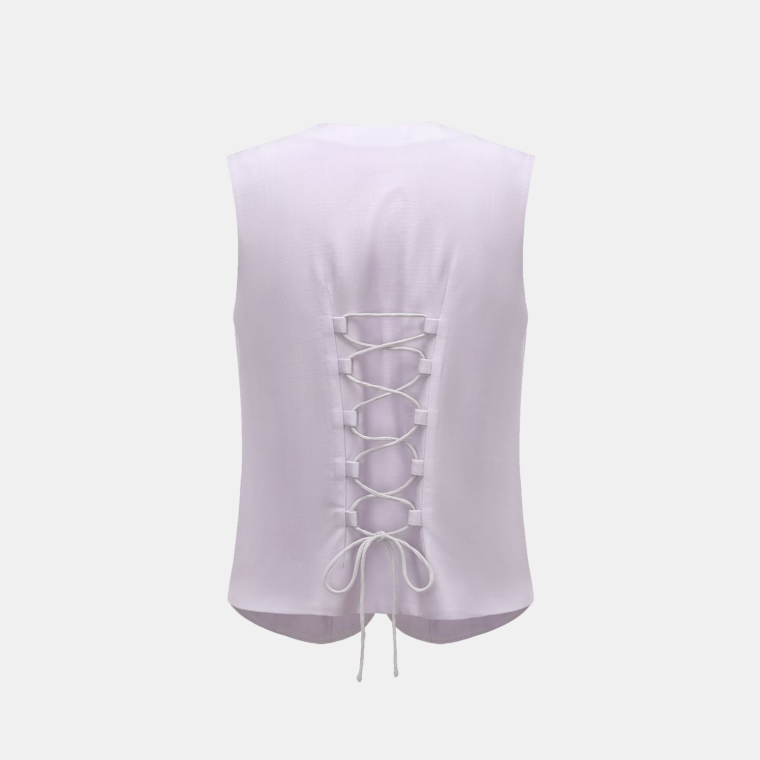 "Speak Sleek" 奢華輕薄麻感肌理醋酸綁帶西裝馬甲背心—Lilac