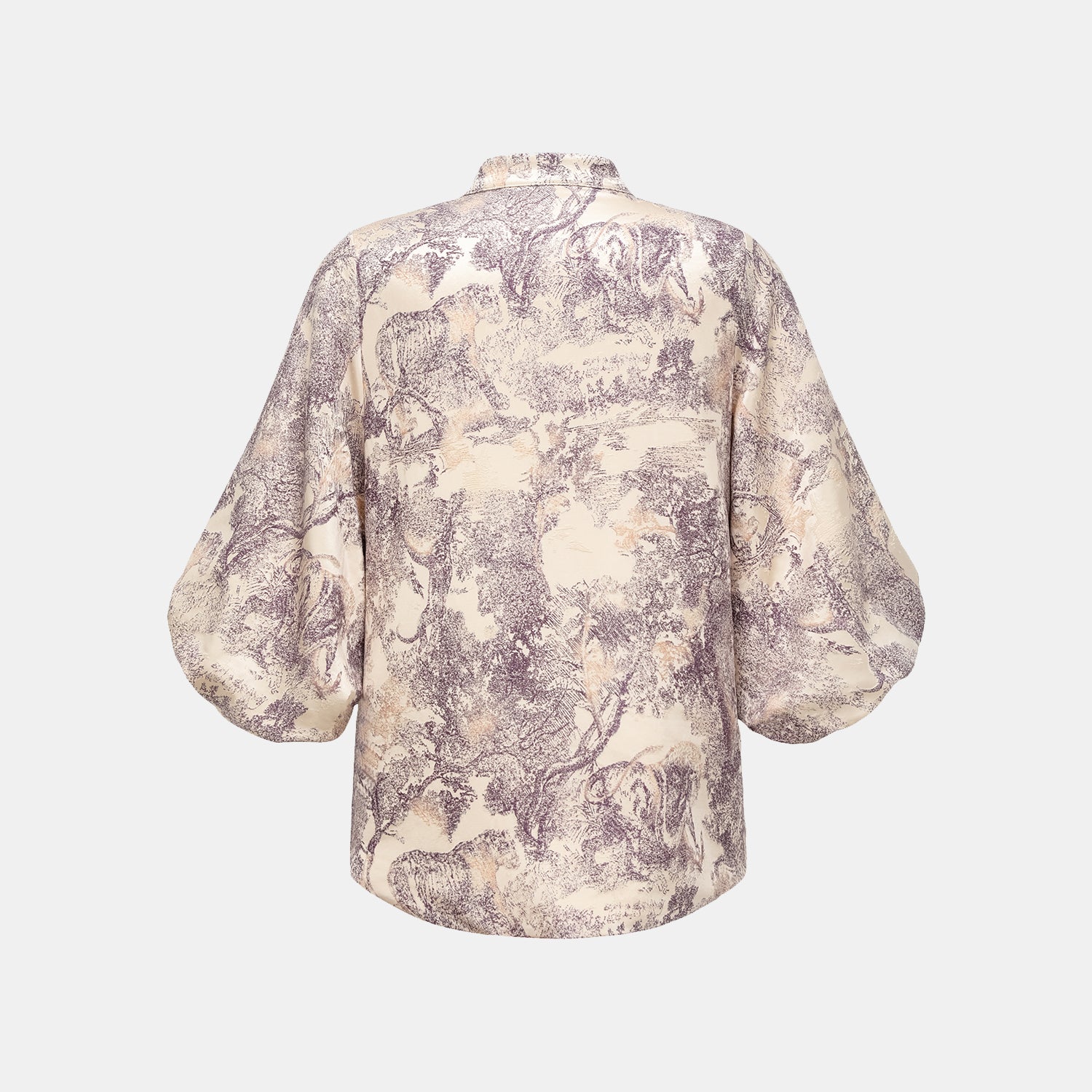 "Imperial Garden Teatime" fil coupé silk wool shirt - purple 