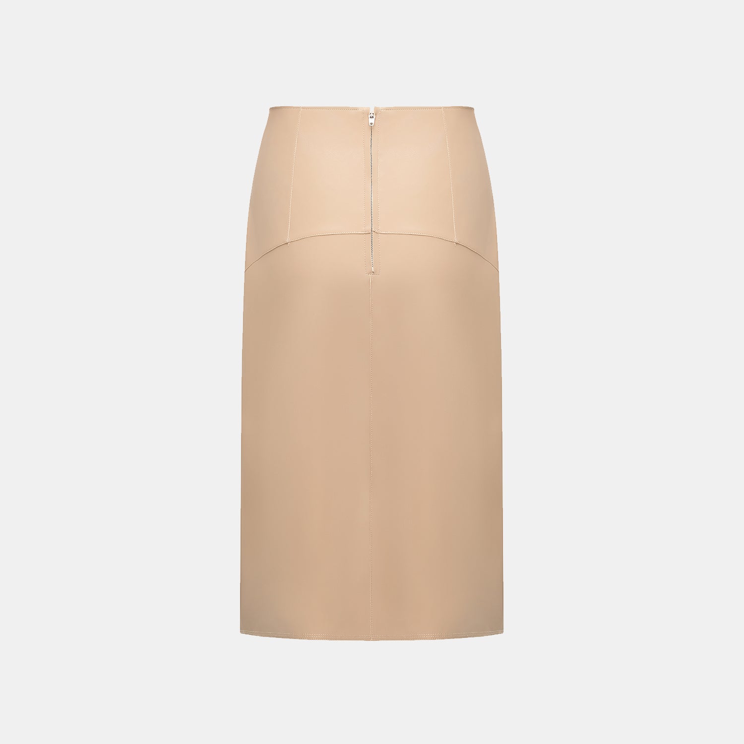 “Easy-go Chic” 純素皮切皮工藝鉛筆裙—裸色