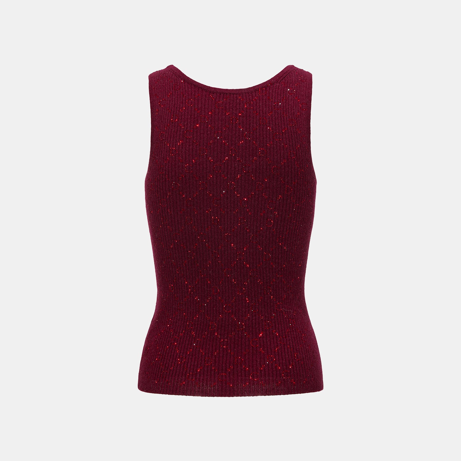 “Autumn Diary” 100% Cashmere立體鑽飾Monogram嵌花針織背心—Raspberry Jam野莓凝香