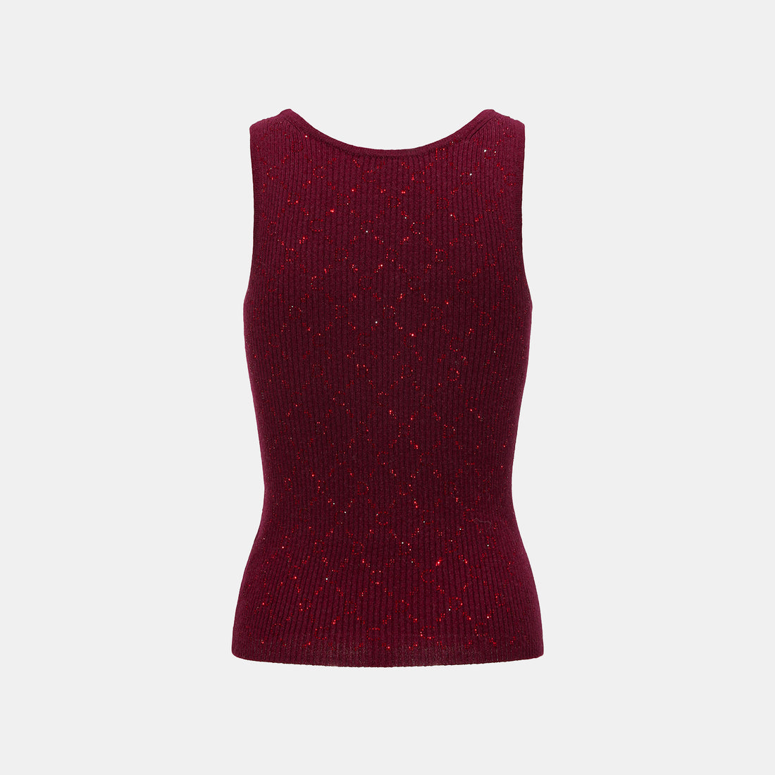 “Autumn Diary” 100% Cashmere立體鑽飾Monogram嵌花針織背心—Raspberry Jam野莓凝香