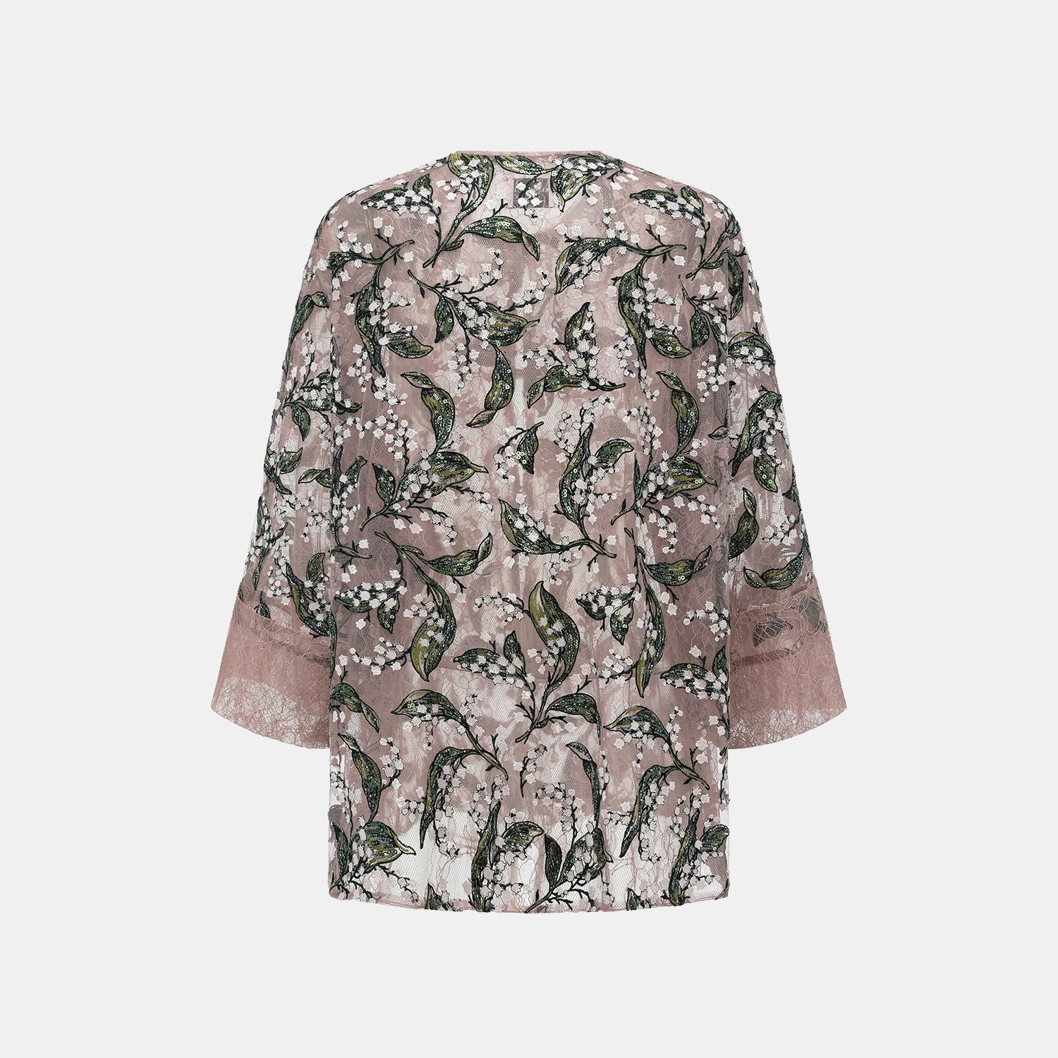 "Imperial Garden Teatime." 奢華珠繡蕾絲Oversized輕國風罩衫—Jade Aroma翠影凝香