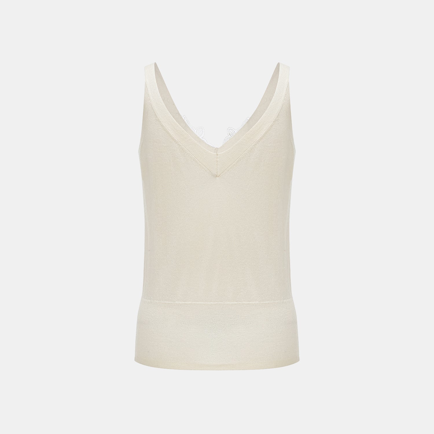 “Spring diary.” 魚骨蕾絲Silk Cashmere真絲喀什米爾針織背心—Ivory