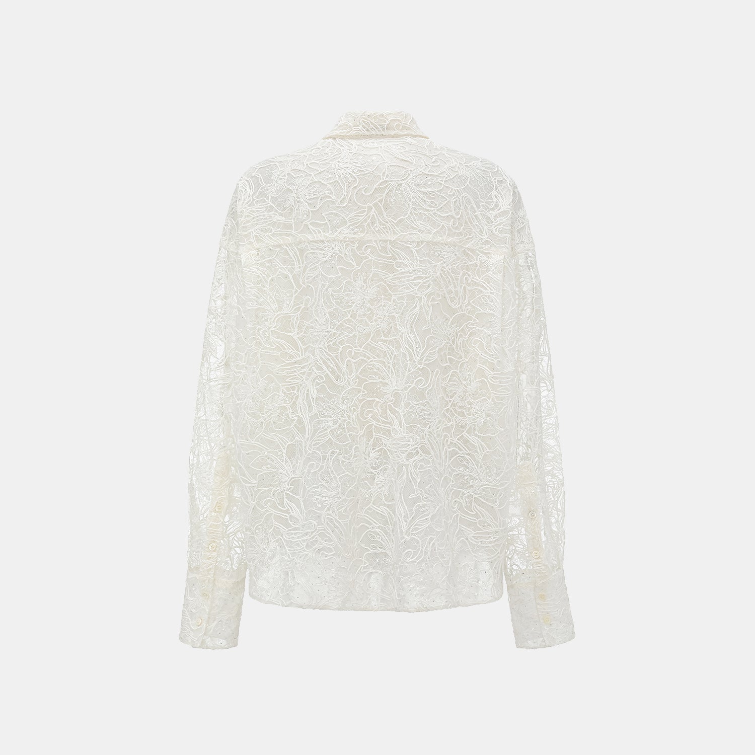 “Gallery Hours.”  棉芽藏鑽蕾絲Oversized襯衫