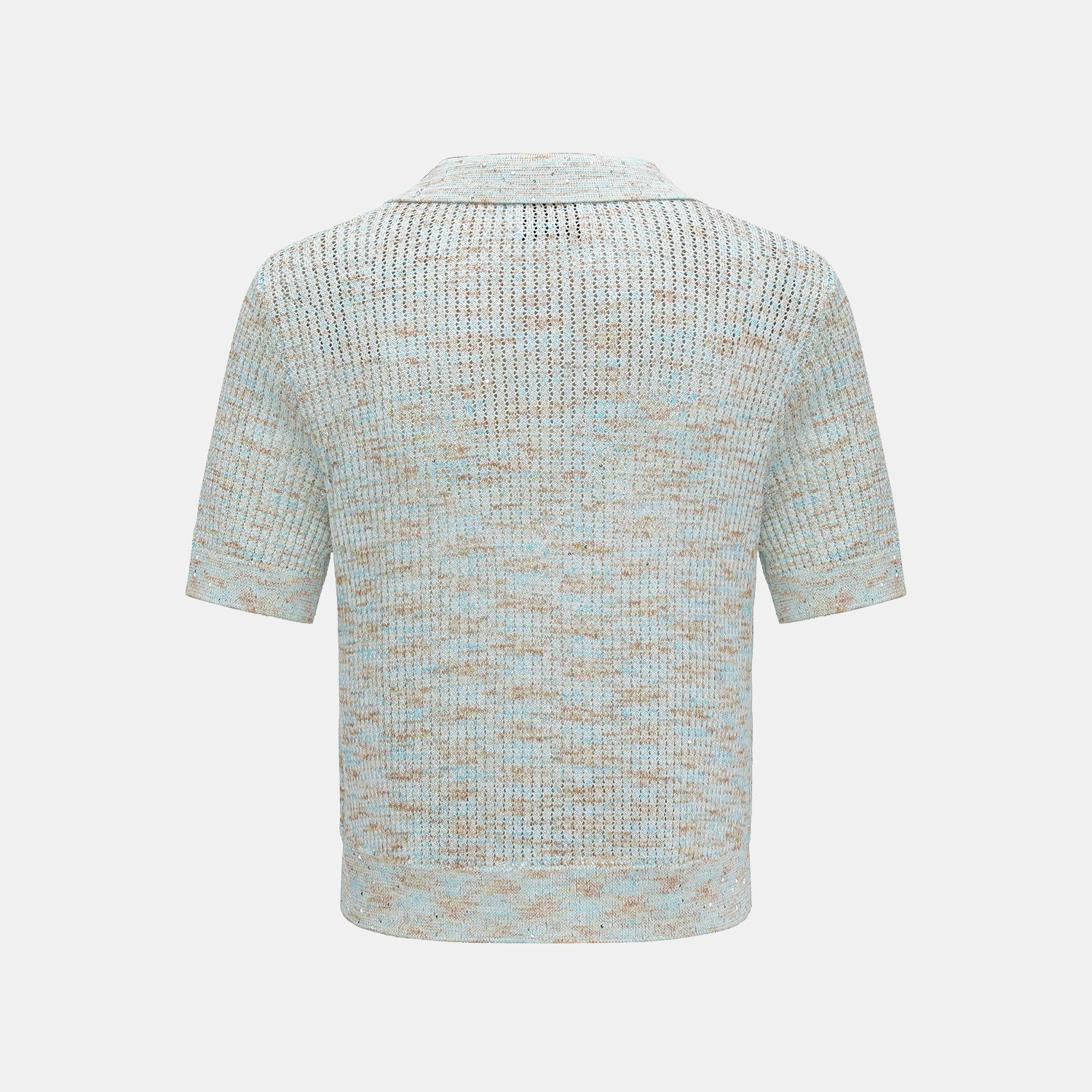 "Summer diary." 雲染鑲華鏤紋工藝針織上衣—Aqua Veil海映