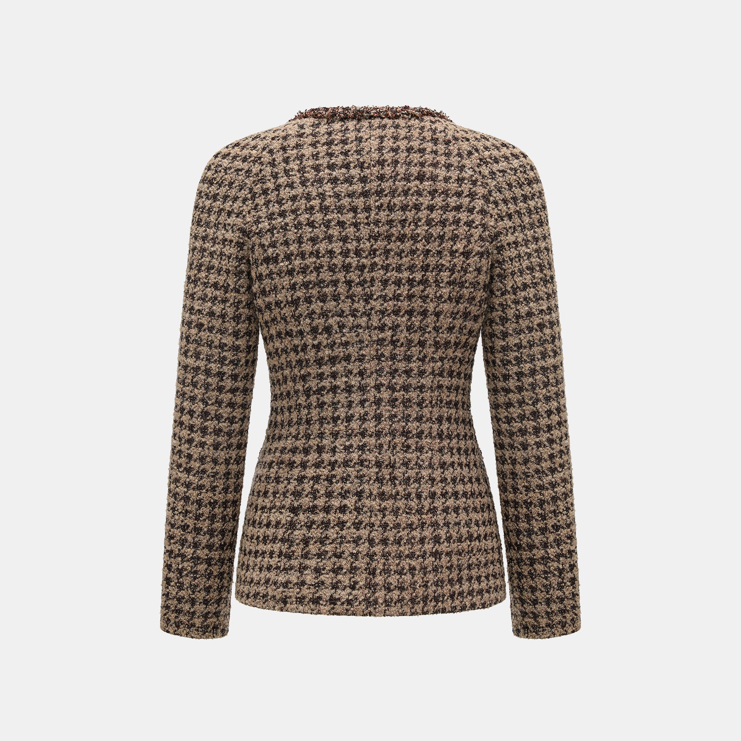 "Chelsea Citywalk." 義大利星紗簇絨緹花千鳥格修身外套—Timeworn Bloom歲月縫花