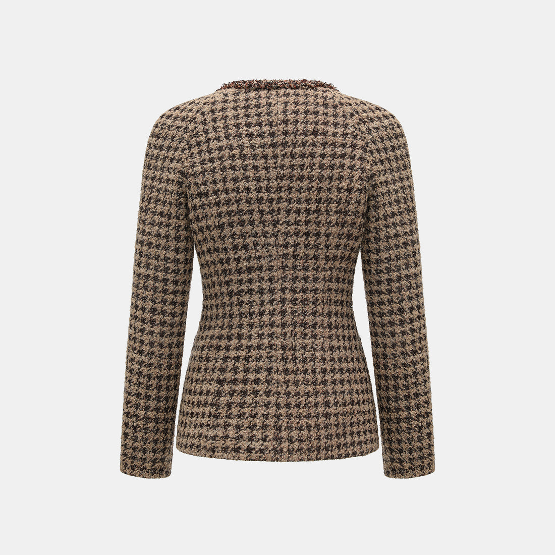 "Chelsea Citywalk." 義大利星紗簇絨緹花千鳥格修身外套—Timeworn Bloom歲月縫花