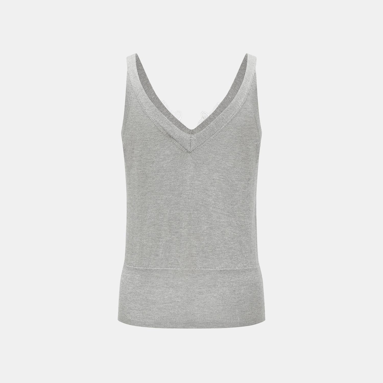 “Spring diary.” 魚骨蕾絲Silk Cashmere真絲喀什米爾針織背心—Ash