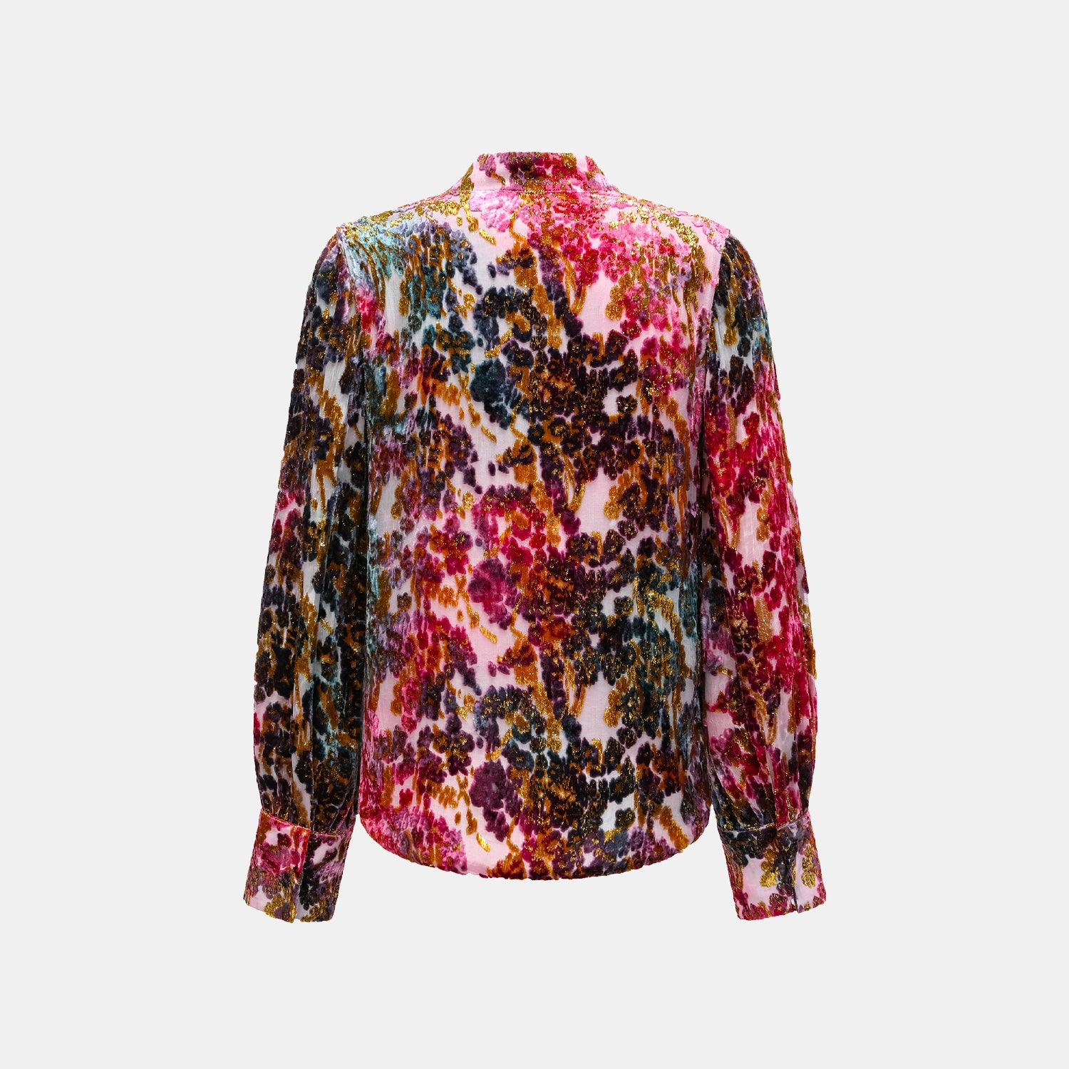 "Imperial Garden Teatime” 真絲絲絨國風襯衫—醉胭脂