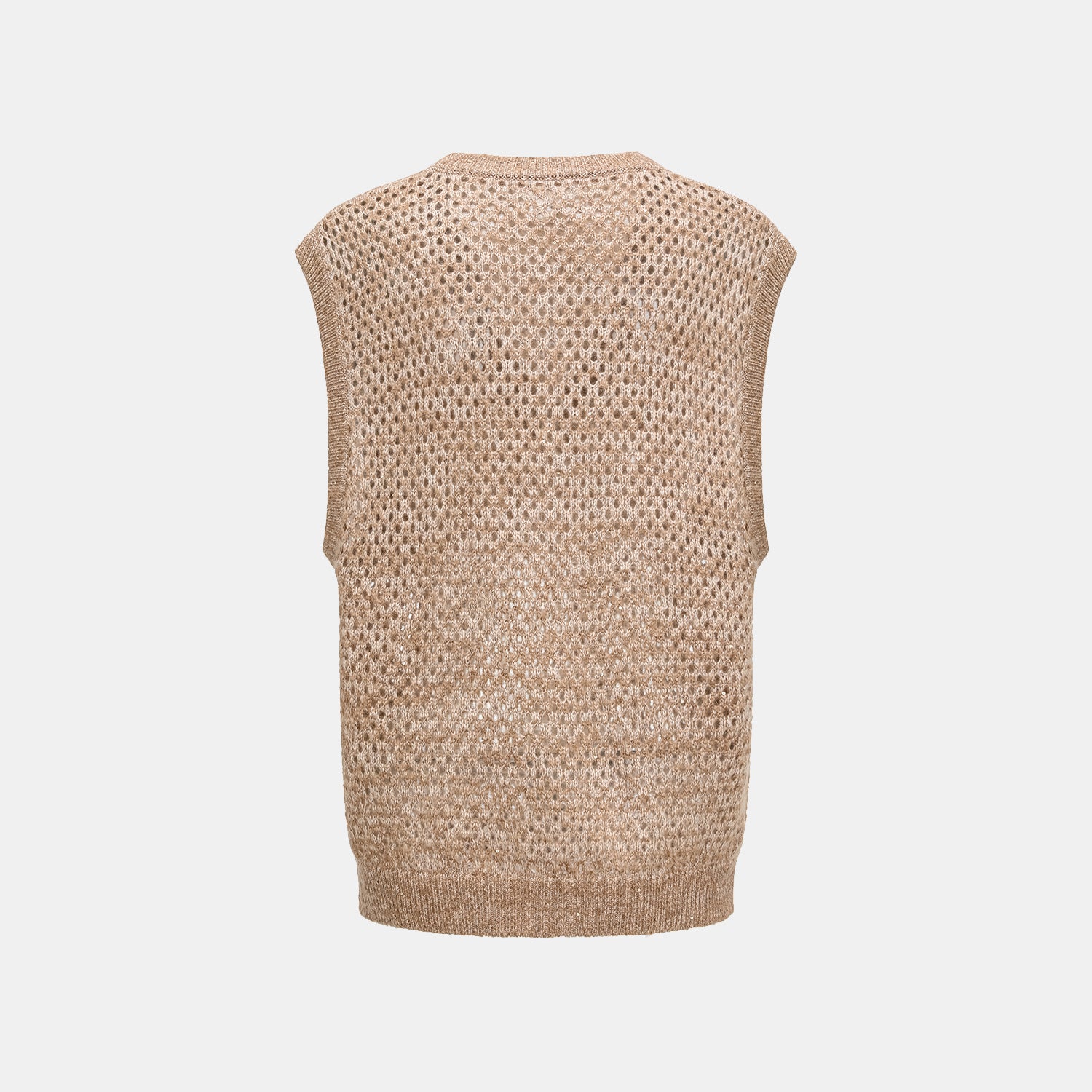 "Chelsea Citywalk." 100% Cashmere 亮片蕾絲編織工藝針織背心—Cinnamon Latte