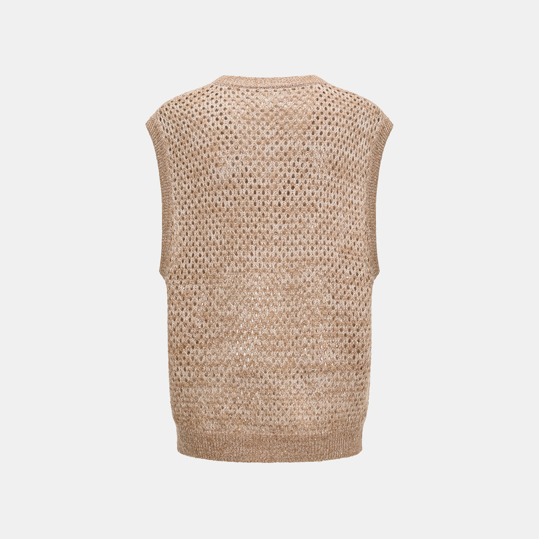 "Chelsea Citywalk." 100% Cashmere 亮片蕾絲編織工藝針織背心—Cinnamon Latte