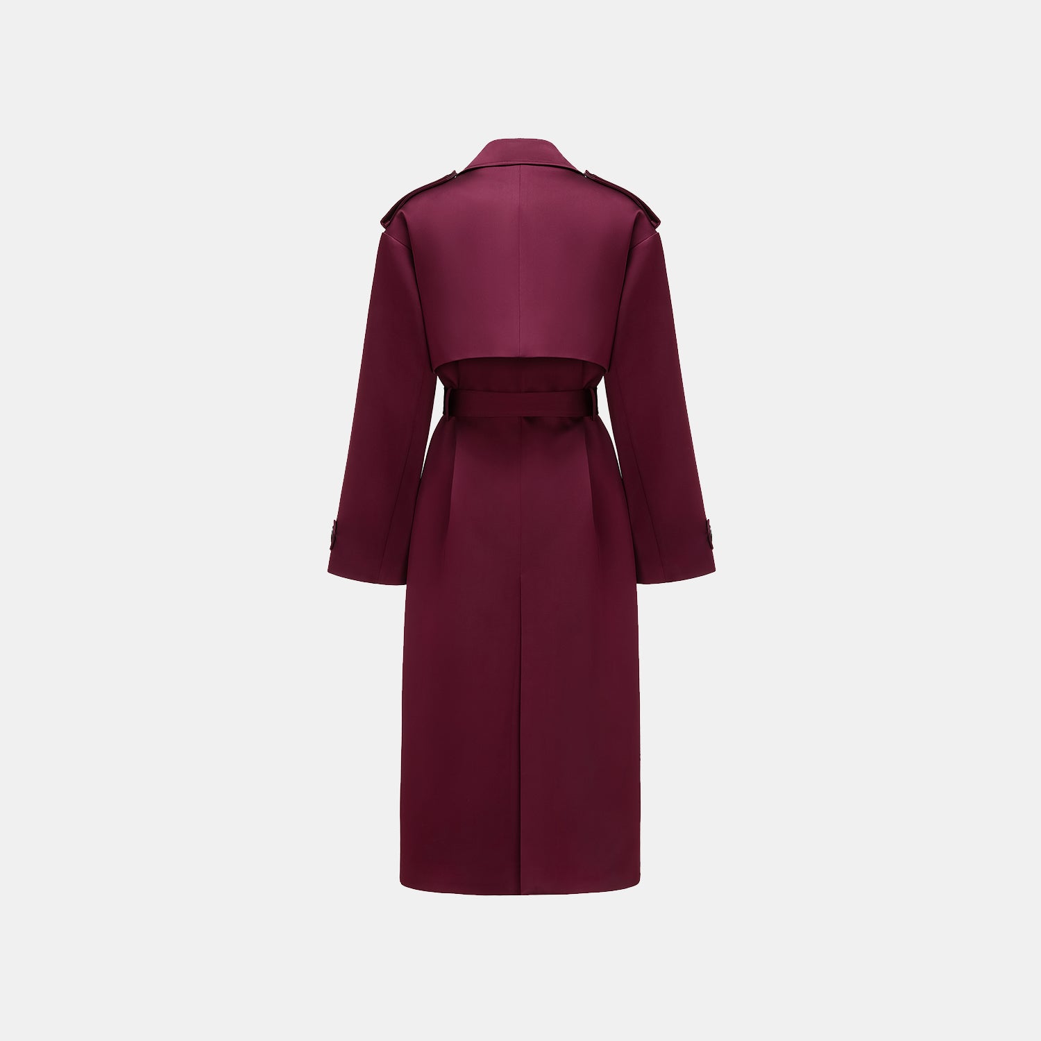 "London Everyday" Acetate Satin Long Trench Coat - Purple 