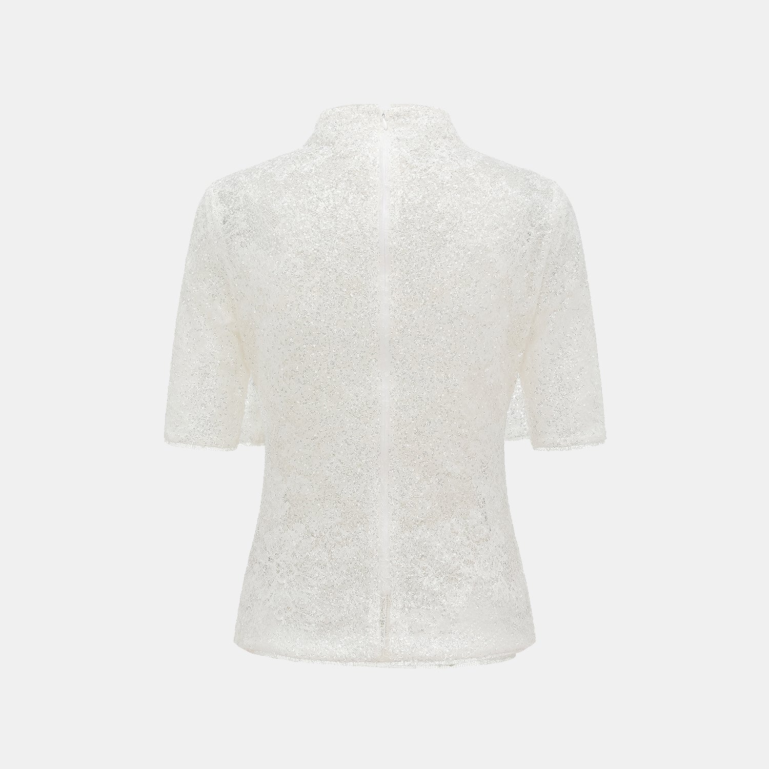 "Quiet Mastery." 法國光影畫藝繡片蕾絲上衣—Moonlit Stitch 月紗絨光