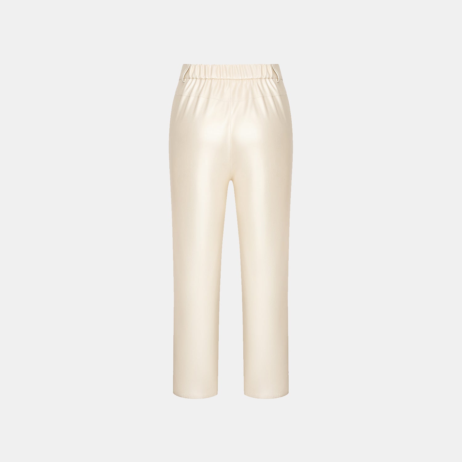 "Easy-go Chic" Vegan Leather Cropped Pants - Pearlescent White 