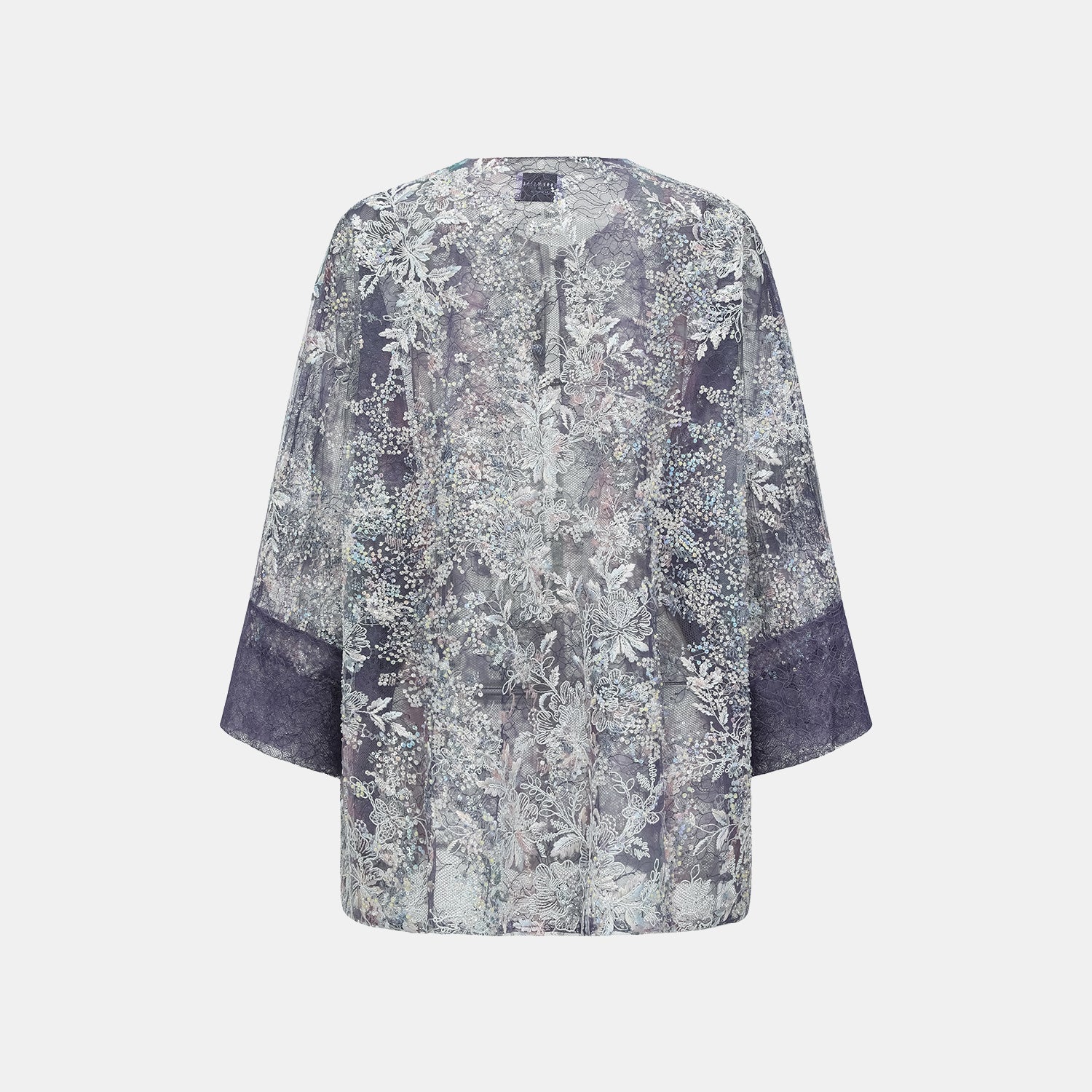 "Imperial Garden Teatime"緞染繡霞奢華珠繡蕾絲輕國風Oversized罩衫—Nocturne Bloom凝夜浮香